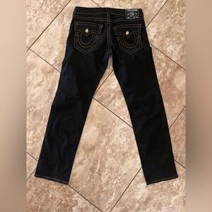 True Religion Black Straight-Leg Women's Jeans with Contrast Stitching